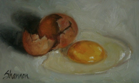 Oil painting study of egg still life