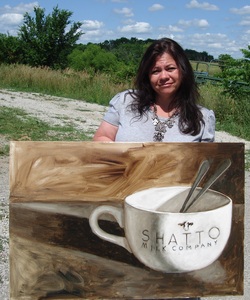 Shannon Christensen with Shatto painting
