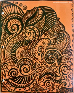 shannon christensen's henna tattooed (sharpie marker) notebook