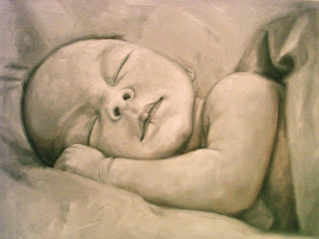 oil painting baby 50th celebration by shannon christensen