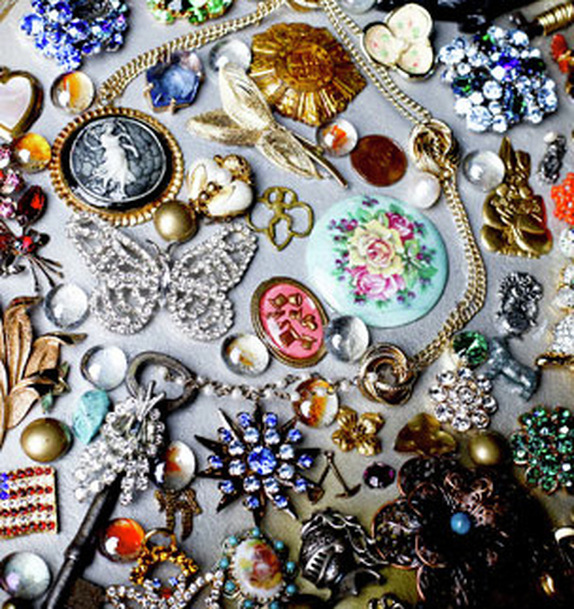 close up of imbedded jewelry