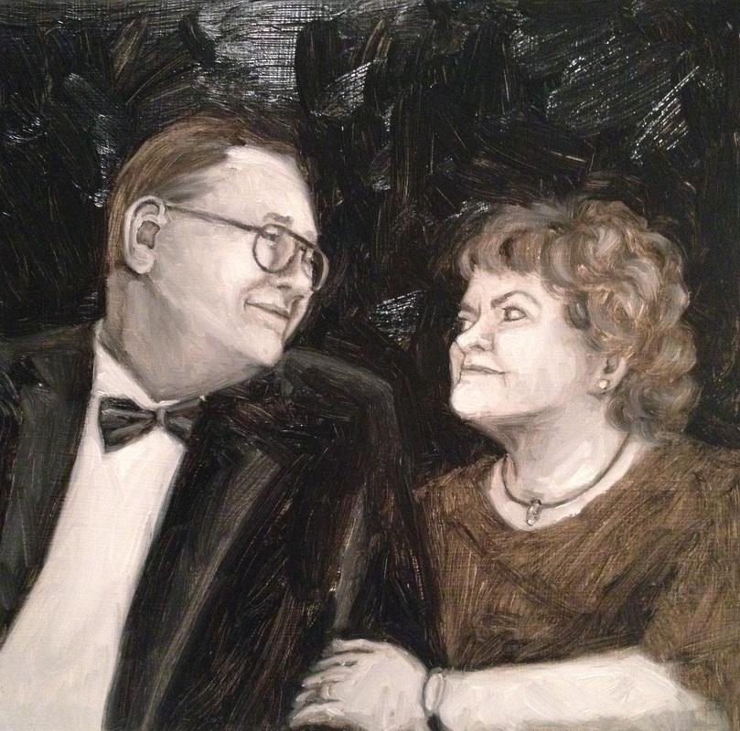 Oil painting 50th birthday celebration Mom & Dad by Shannon Christensen