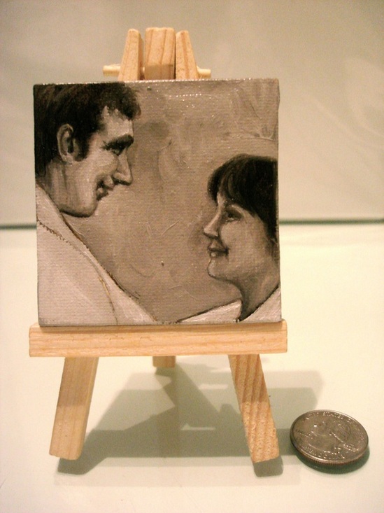 Miniature oil painting of couple by Shannon Christensen
