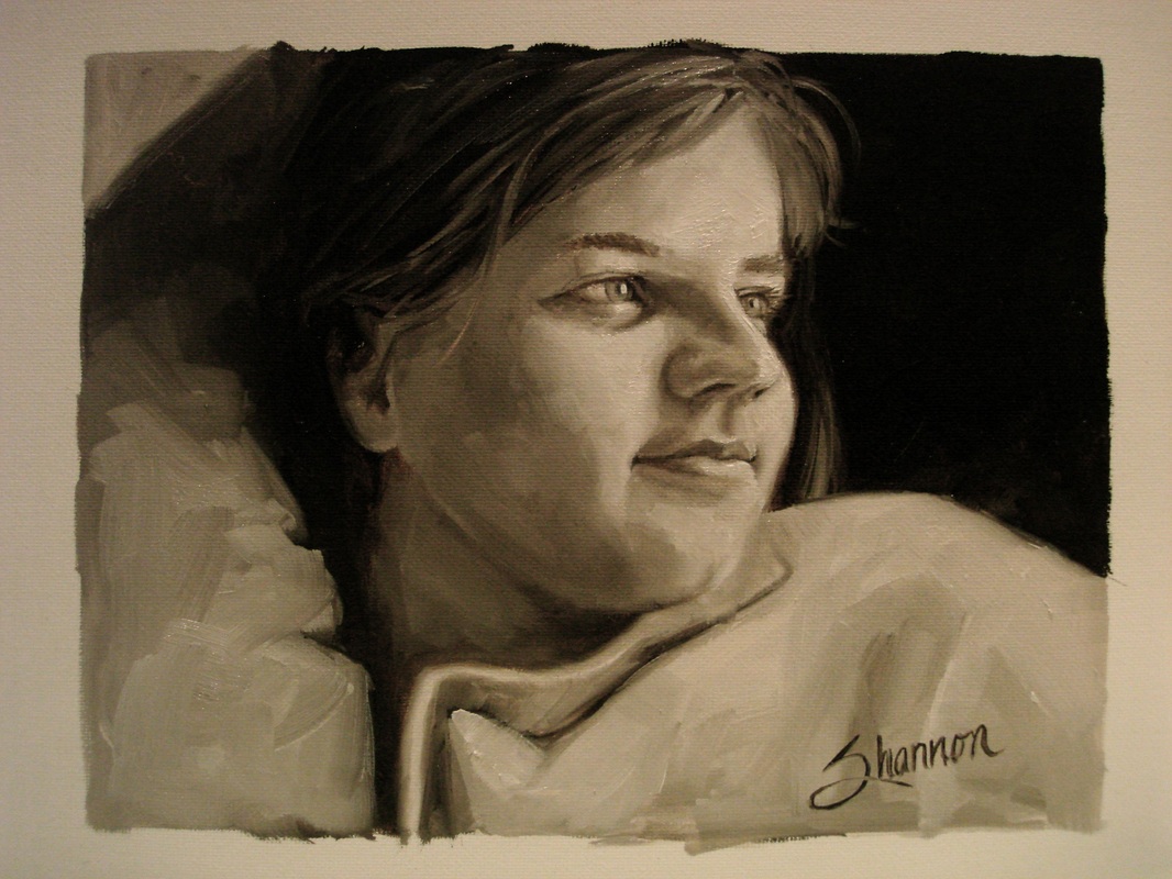 oil painting young woman by shannon christensen