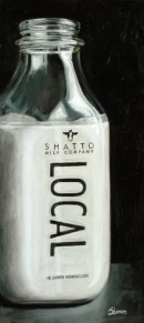 painting of old fashioned milk bottle