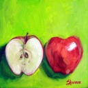 oil painting cut apple