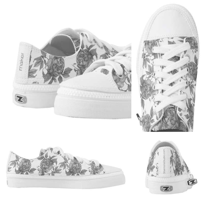 Shannon's Studio Floral Pattern Full Bloom on Tennis shoes