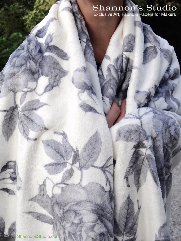 Shannon's Studio Rose Floral Fleece Blanket Exclusive Surface Pattern Designed by Shannon Christensen