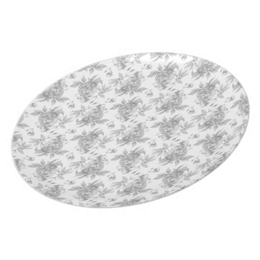 Floral Melamine Plate Grey • Be Our Guest Collection • Exclusive Design • Shannon Christensen